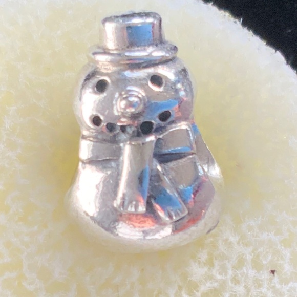 Authentic Pandora Sterling Silver Snowman Charm ALE & 925 - EUC! - Picture 1 of 4